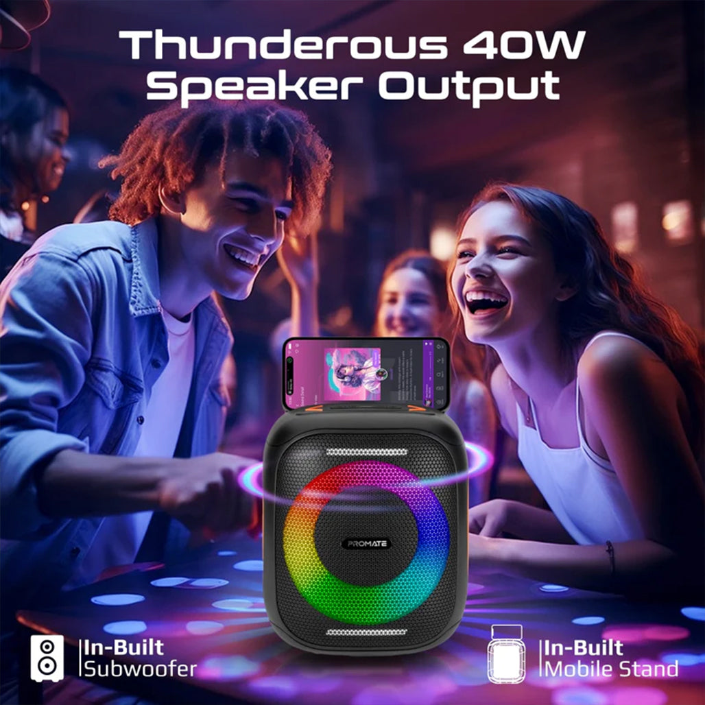 A Photo Of Promate Strike-40 - LumiSound™ HD 40W Portable Bluetooth Speaker