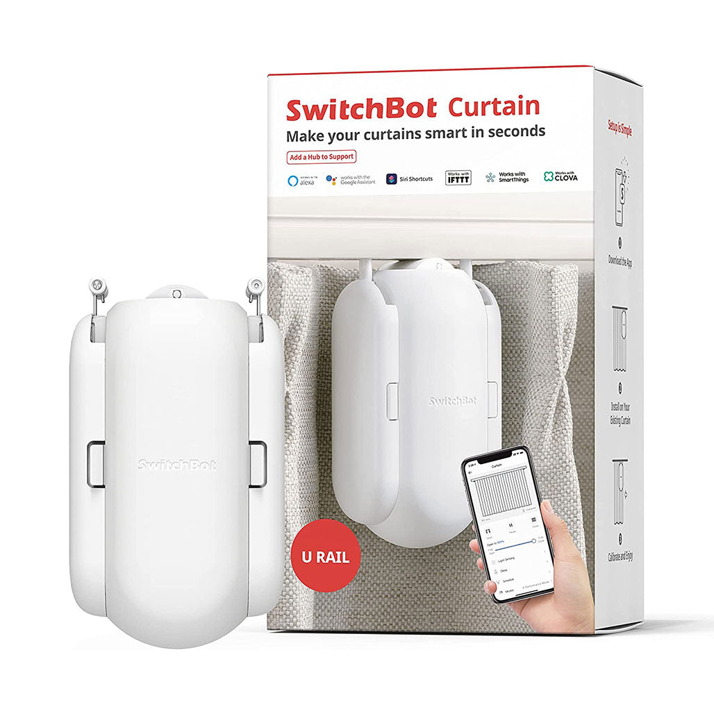 A Photo Of SwitchBot Curtain (U Rail) SWITCHBOT-41-WH | Smart Curtain Opener for U-Shaped Rails