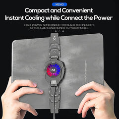 A Photo Of MEMO DL05 Tablet Cooler with LED Temperature Display, RGB Lighting & USB-C – Universal Fit for iPad and Tablets