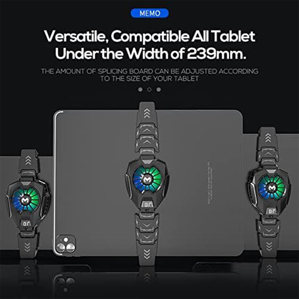 A Photo Of MEMO DL05 Tablet Cooler with LED Temperature Display, RGB Lighting & USB-C – Universal Fit for iPad and Tablets