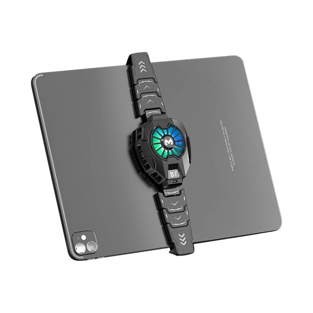 A Photo Of MEMO DL05 Tablet Cooler with LED Temperature Display, RGB Lighting & USB-C – Universal Fit for iPad and Tablets