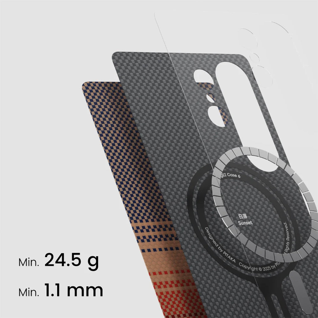 A Photo Of Pitaka Sunset Moonrise Tactile Woven Case for Samsung Galaxy S25 Ultra | Fusion Weaving, Ultra-Slim Design, Magnetic Protection