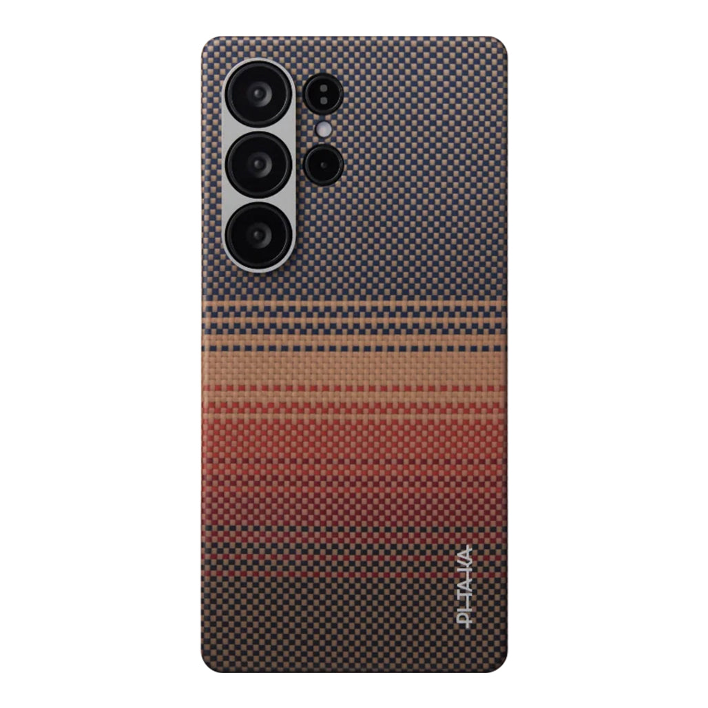 A Photo Of Pitaka Sunset Moonrise Tactile Woven Case for Samsung Galaxy S25 Ultra | Fusion Weaving, Ultra-Slim Design, Magnetic Protection