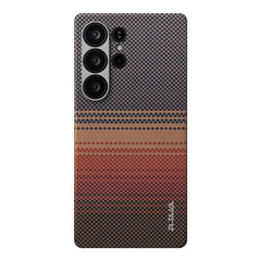 A Photo Of Pitaka Sunset Moonrise Tactile Woven Case for Samsung Galaxy S25 Ultra | Fusion Weaving, Ultra-Slim Design, Magnetic Protection