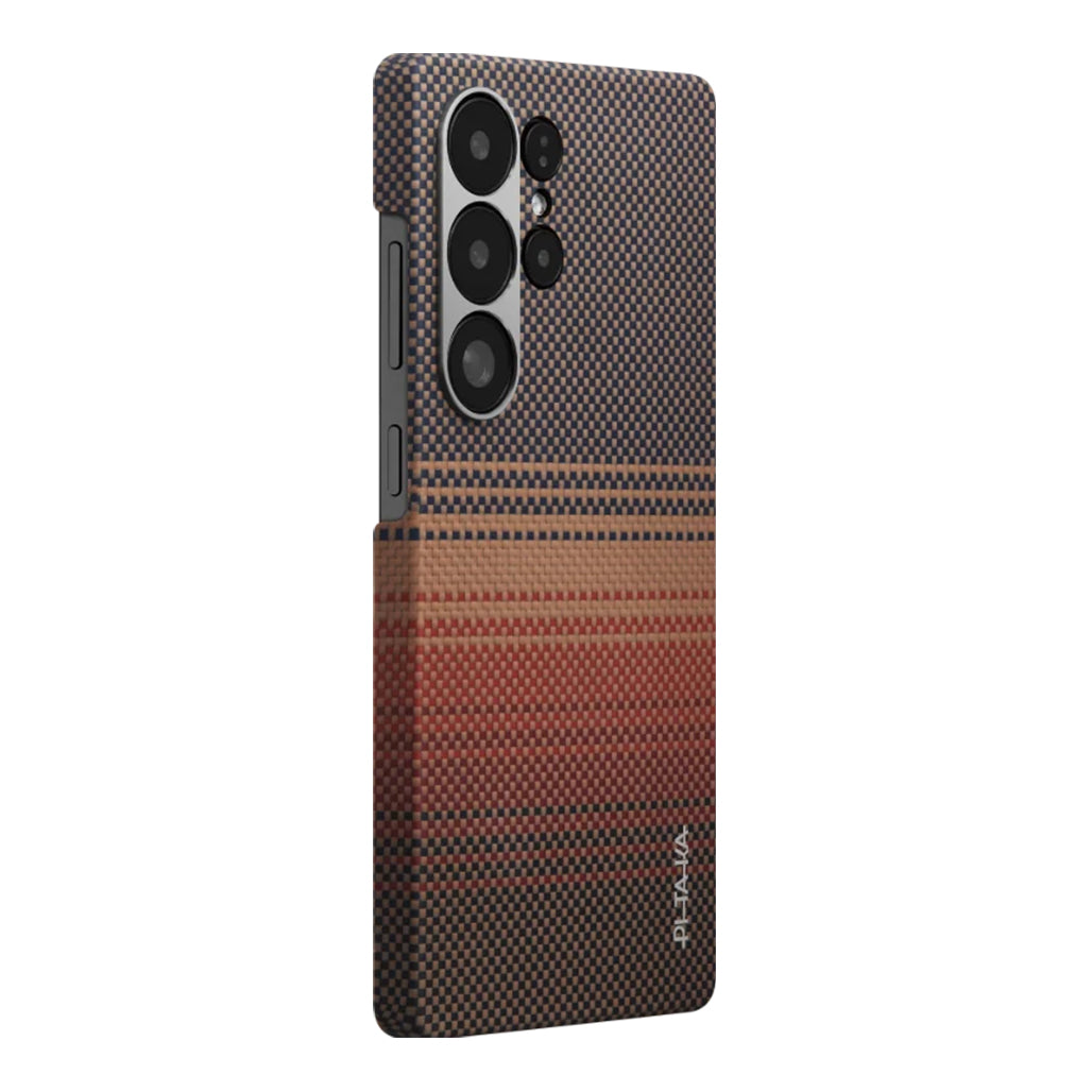 A Photo Of Pitaka Sunset Moonrise Tactile Woven Case for Samsung Galaxy S25 Ultra | Fusion Weaving, Ultra-Slim Design, Magnetic Protection