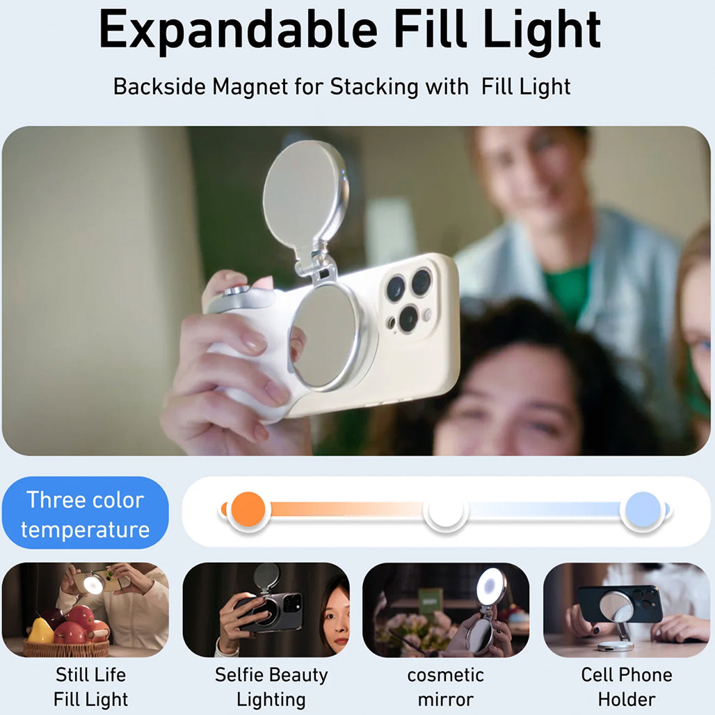 A Photo Of Telesin Fun Shot Magnetic Phone Grip – Ultra-Strong N52 Magnets, Ergonomic Handheld Design with telesin original light