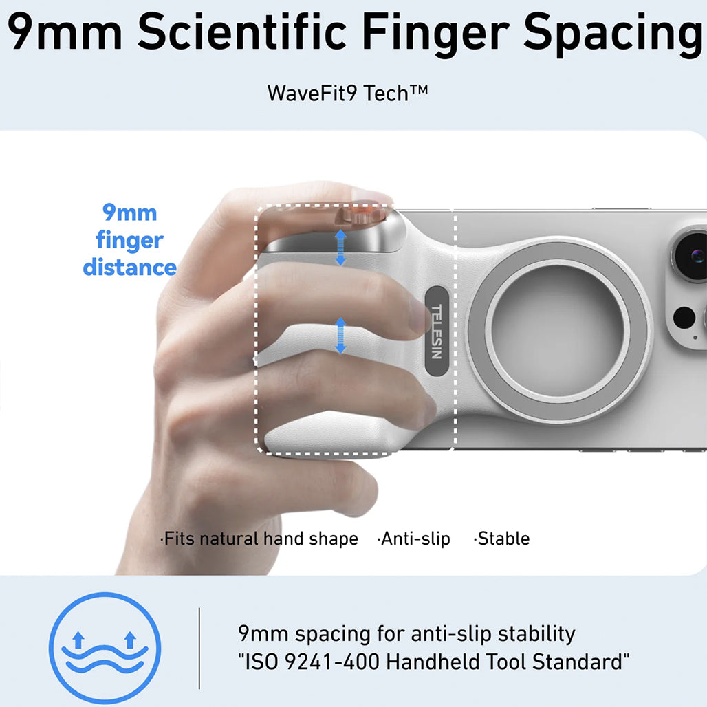 A Photo Of Telesin Fun Shot Magnetic Phone Grip – Ultra-Strong N52 Magnets, Ergonomic Handheld Design with telesin original light
