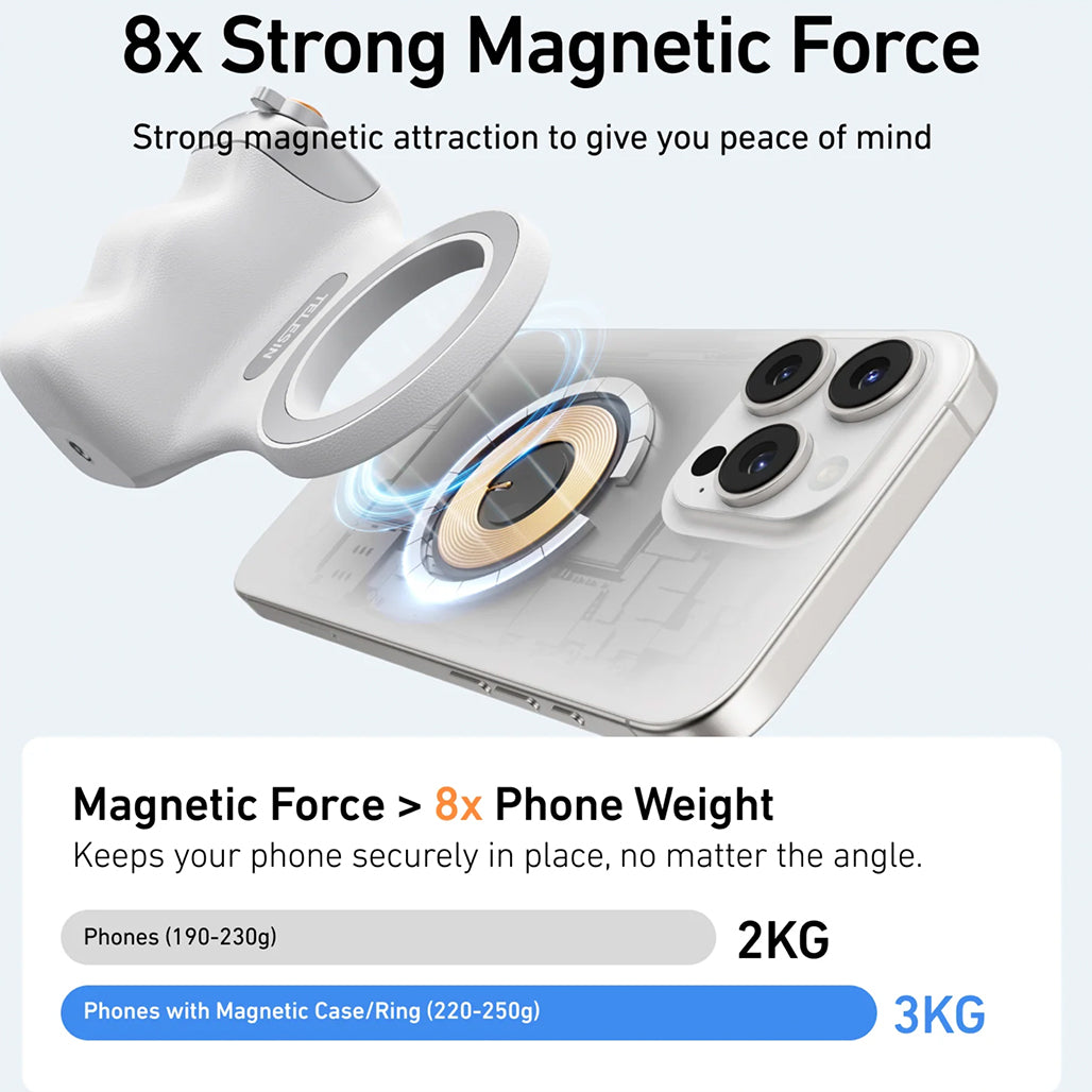 A Photo Of Telesin Fun Shot Magnetic Phone Grip – Ultra-Strong N52 Magnets, Ergonomic Handheld Design with telesin original light