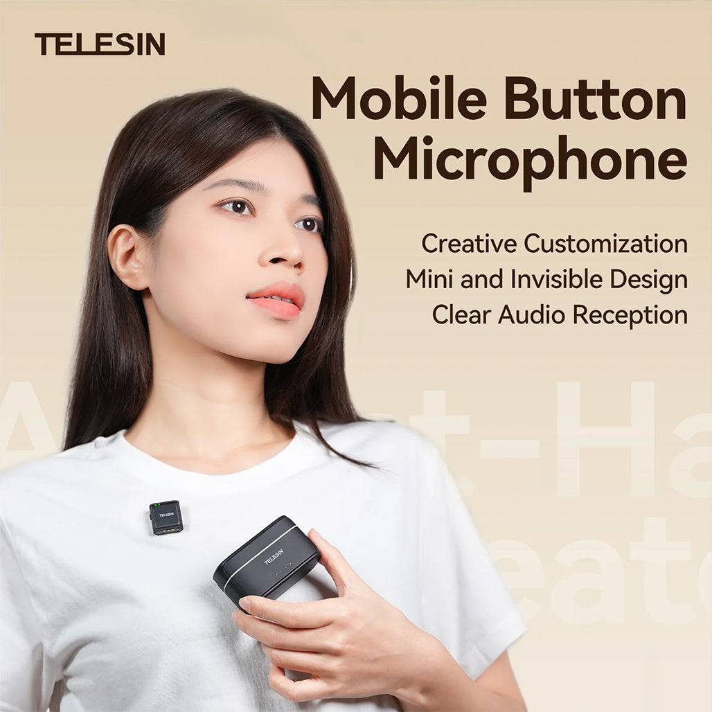 A Photo Of TELESIN Wireless Lavalier Microphone with Noise Cancellation & USB-C Compatibility – 200M Range, 18H Battery Life