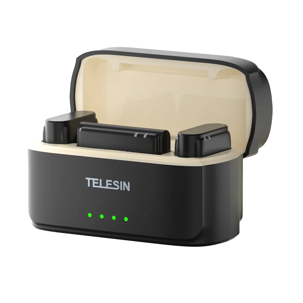 A Photo Of TELESIN Wireless Lavalier Microphone with Noise Cancellation & USB-C Compatibility – 200M Range, 18H Battery Life