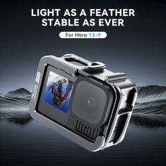 A Photo Of TELESIN Aluminum Protective Cage for GoPro Hero 13 – Full Body Housing with Cold Shoe Mount, HDMI/USB Access, Quick Release Compatible