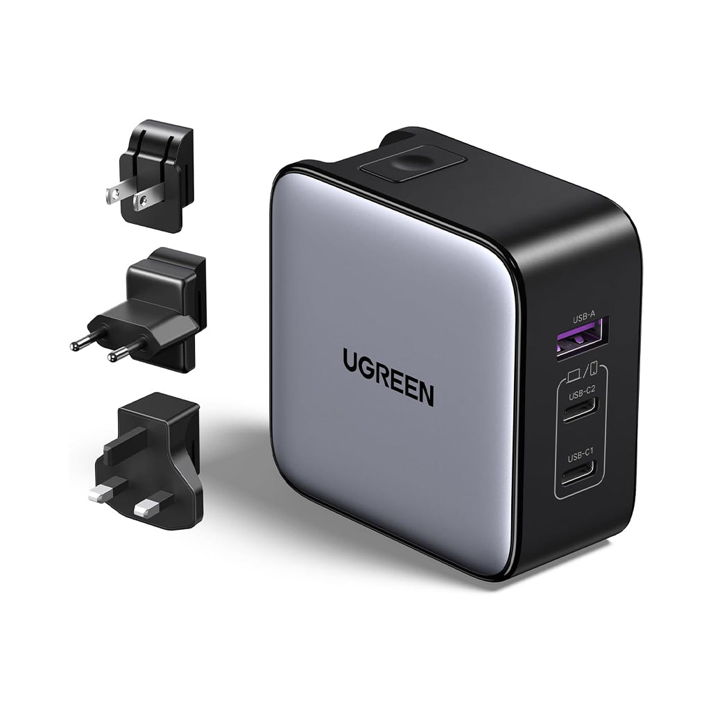 A Photo Of UGREEN 65W USB-C 3-Port International Adapter with EU UK US Plugs