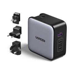 A Photo Of UGREEN 65W USB-C 3-Port International Adapter with EU UK US Plugs