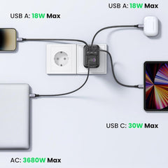 A Photo Of UGREEN 90613 30W Outlet Extender Charger – 4-in-1 Fast Charging Adapter with USB-C & USB-A Ports
