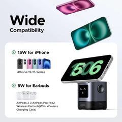A Photo Of UGREEN Uno 2-in-1 Magnetic Wireless Charger 15W – Fast Qi2 Charging for iPhone & Earbuds