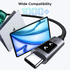 A Photo Of UGREEN Uno USB-C to USB-C Cable 100W 2M – Fast Charging, LED Display, Durable Nylon Braided