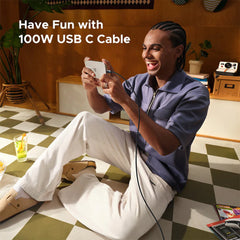A Photo Of UGREEN Uno USB-C to USB-C Cable 100W 2M – Fast Charging, LED Display, Durable Nylon Braided