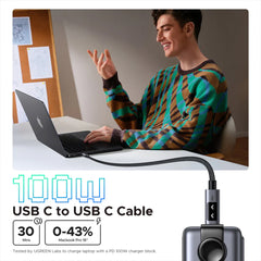 A Photo Of UGREEN Uno USB-C to USB-C Cable 100W 2M – Fast Charging, LED Display, Durable Nylon Braided