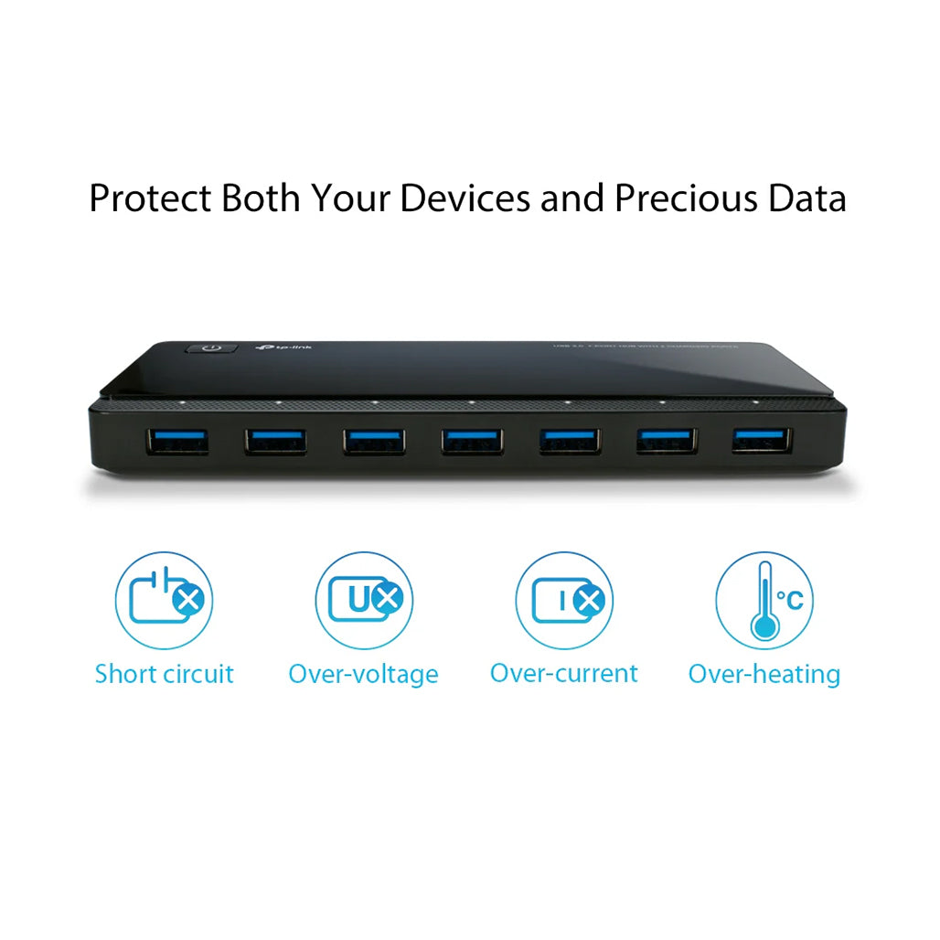 A Photo Of TP-Link UH720 USB 3.0 7-Port Hub with 2 High-Speed Charging Ports – Expand Connectivity and Power Efficiency