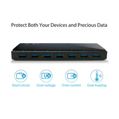 A Photo Of TP-Link UH720 USB 3.0 7-Port Hub with 2 High-Speed Charging Ports – Expand Connectivity and Power Efficiency