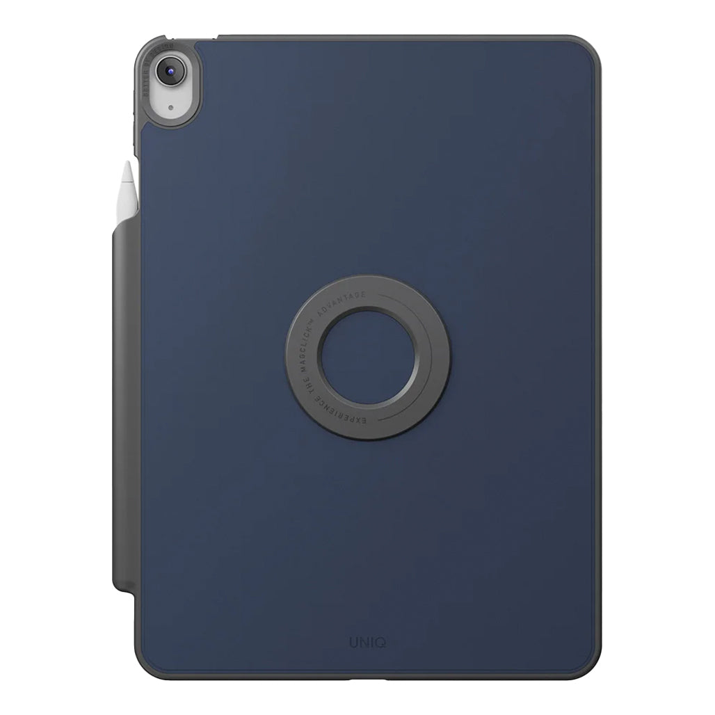 A Photo Of UNIQ Rovus SnapMount Magnetic iPad Stand & Case for iPad (A16) - with Built-in Apple Pencil Holder – 360° Rotation & Multi-Angle Viewing