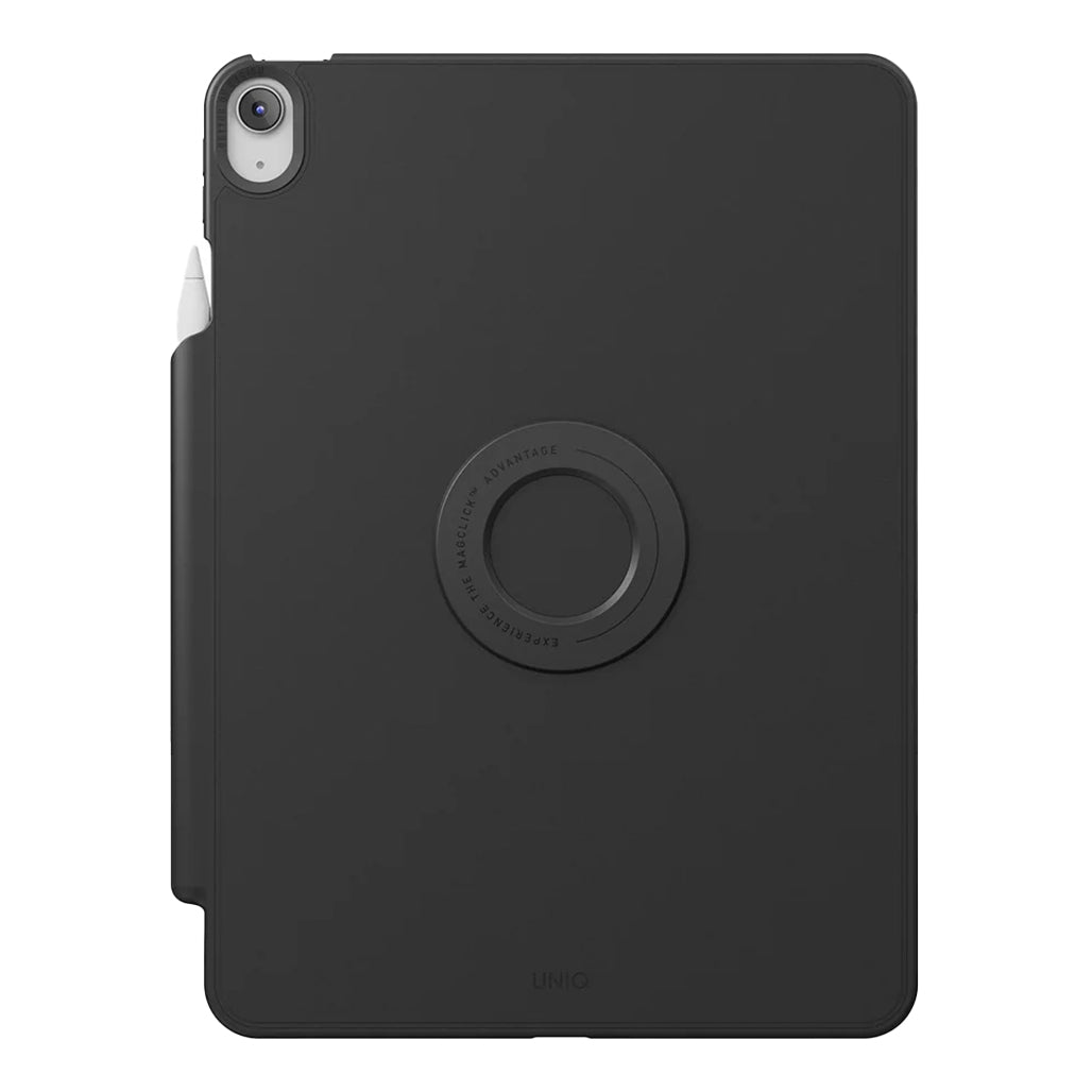 A Photo Of UNIQ Rovus SnapMount Magnetic iPad Stand & Case for iPad (A16) - with Built-in Apple Pencil Holder – 360° Rotation & Multi-Angle Viewing