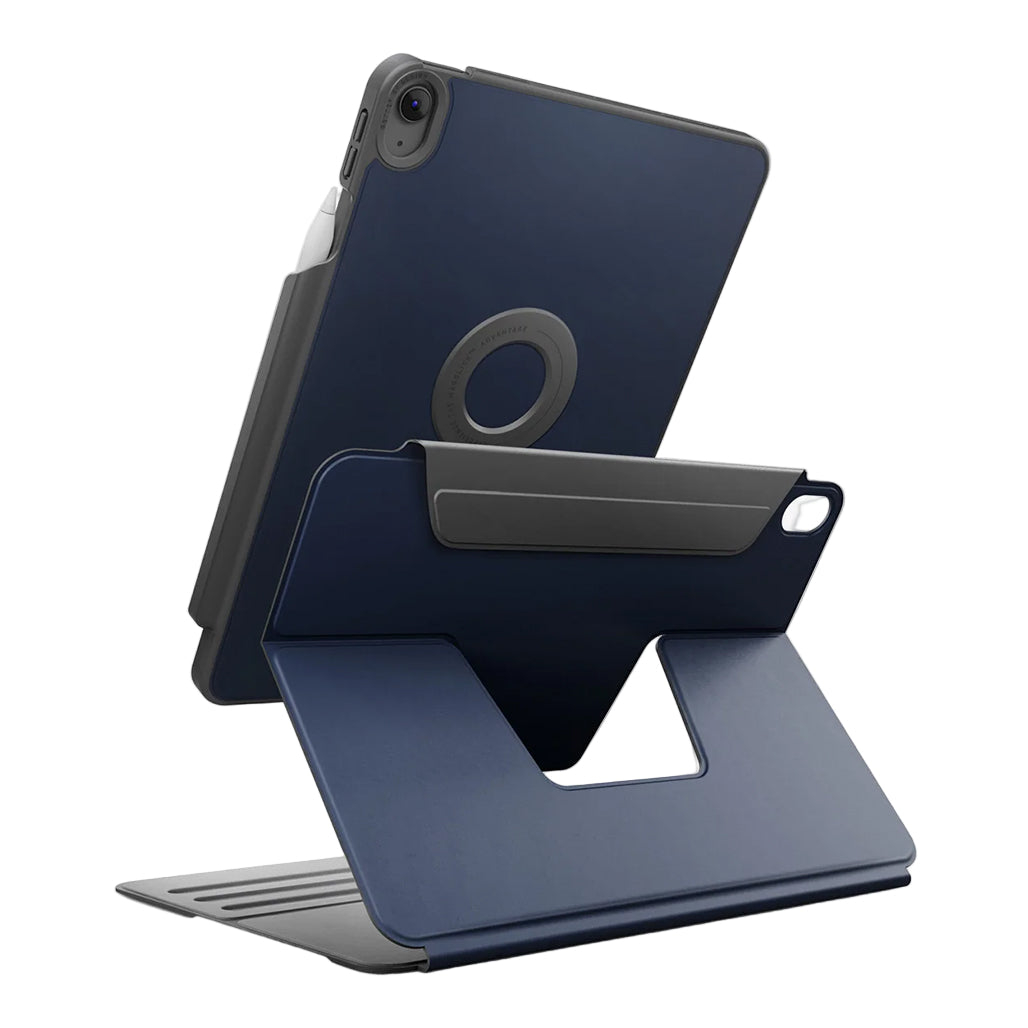 A Photo Of UNIQ Rovus SnapMount Magnetic iPad Stand & Case for iPad (A16) - with Built-in Apple Pencil Holder – 360° Rotation & Multi-Angle Viewing