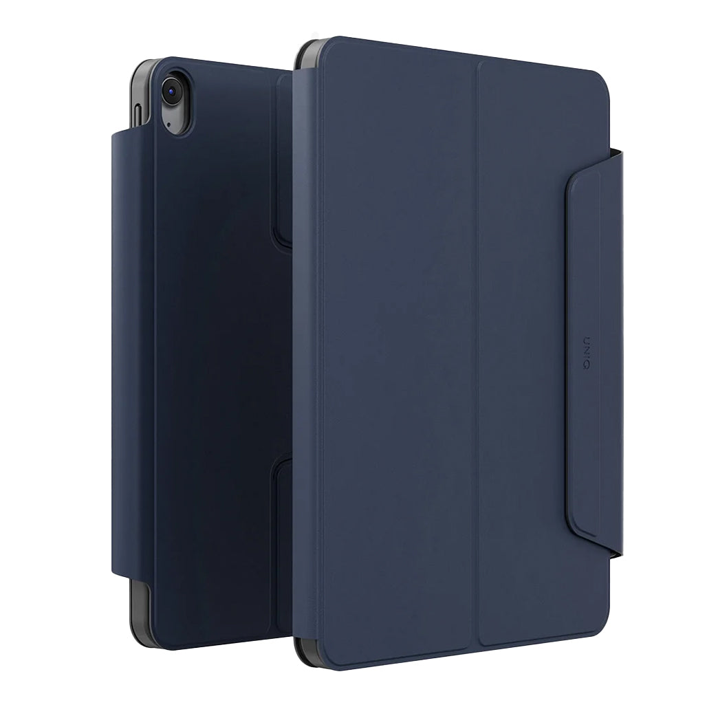 A Photo Of UNIQ Rovus SnapMount Magnetic iPad Stand & Case for iPad (A16) - with Built-in Apple Pencil Holder – 360° Rotation & Multi-Angle Viewing