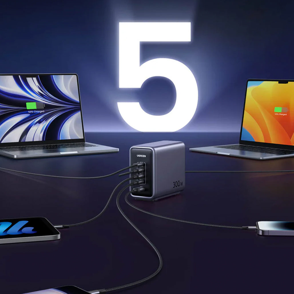 A Photo Of UGreen Nexode 300W 5-Port GaN USB-C Wall Charger