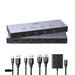 A Photo Of Ugreen AK701 4-in-1 HDMI KVM Switch 8K 60Hz with USB 3.0 and HDMI 2.1