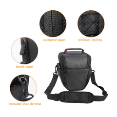 A Photo Of Universal DSLR Camera Bag – Nylon Holster Case for Nikon, Canon, Sony, Olympus, Pentax – Travel Shoulder Bag with Accessory Pockets – Black