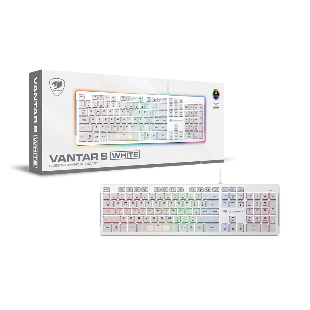A Photo Of COUGAR VANTAR S RGB Scissor-Switch Gaming Keyboard – Ultra-Slim, Anti-Ghosting, and Adjustable Stand