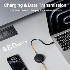A Photo Of Voltme Powerlink YoYo Retractable USB-C to USB-C Cable 1m – 100W PD 3.0 Fast Charging