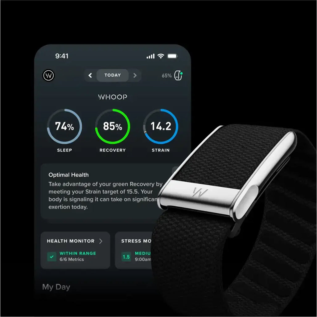 A Photo Of WHOOP MG Life Health & Fitness Tracker with 12-Month Membership – Obsidian/Titanium