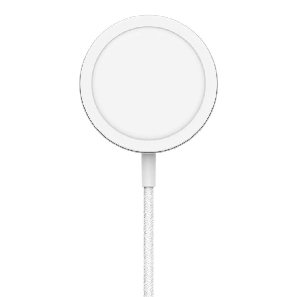 A Photo Of Belkin WIA004BTWH MagSafe Portable Wireless Charger Pad with Stand - 15W Fast Charging, 6.6ft Cable, Compatible with iPhone 13/12, White