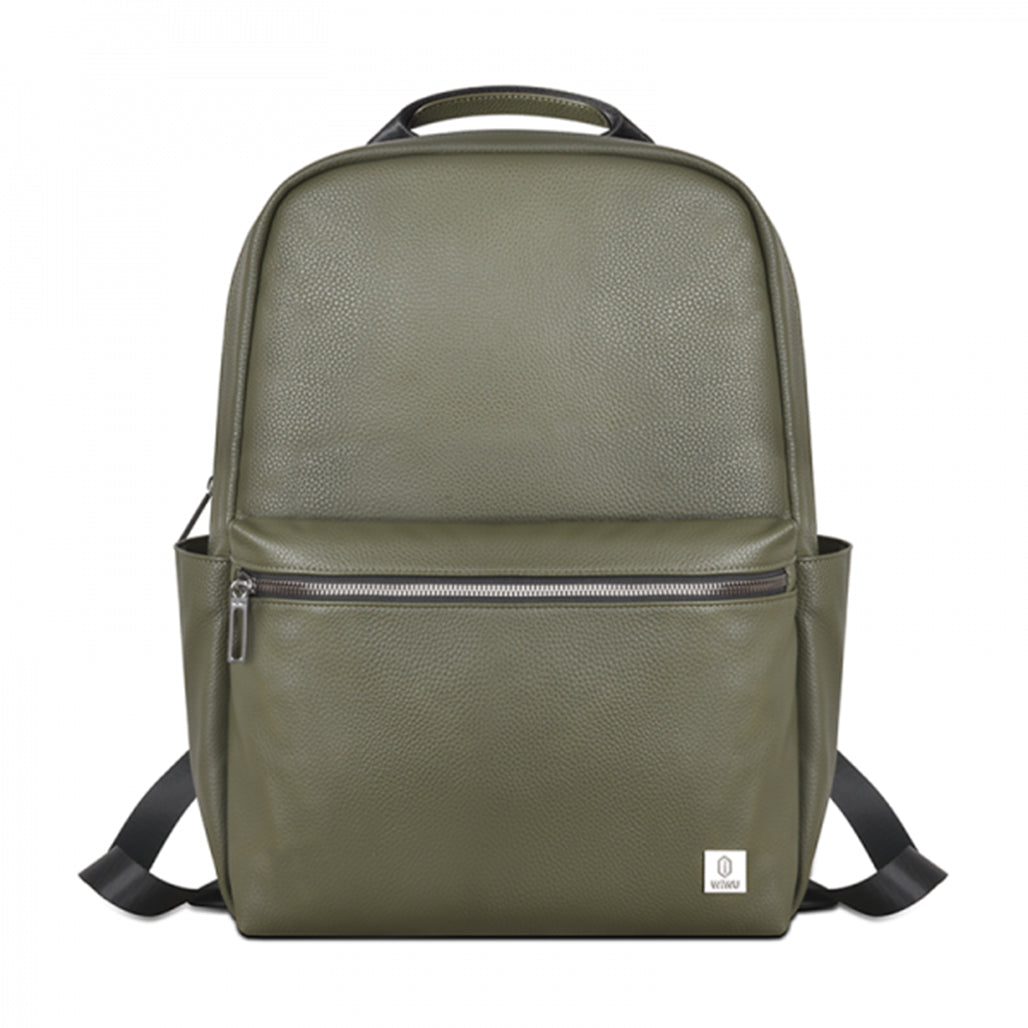 A Photo Of WIWU Osun Mini - PU Leather Backpack Green – Water-Resistant, Lightweight, Multi-Compartment Bag