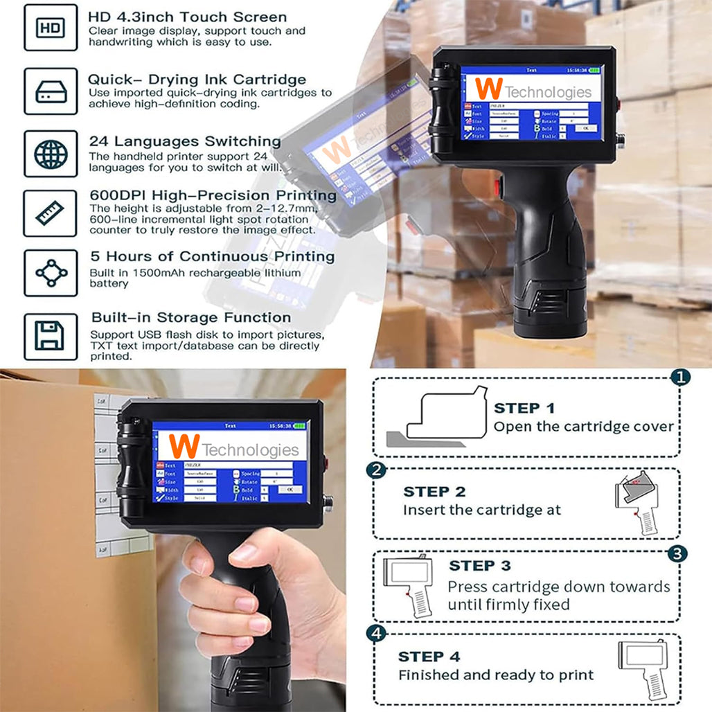 A Photo Of W Tech Handheld Inkjet Printer 12.7/25.4mm