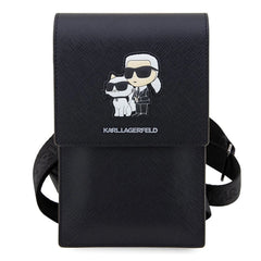 A Photo Of Karl Lagerfeld Saffiano Karl&Choupette Universal Phone Pouch with Strap – Designer Bag with Card Slots for Everyday Use