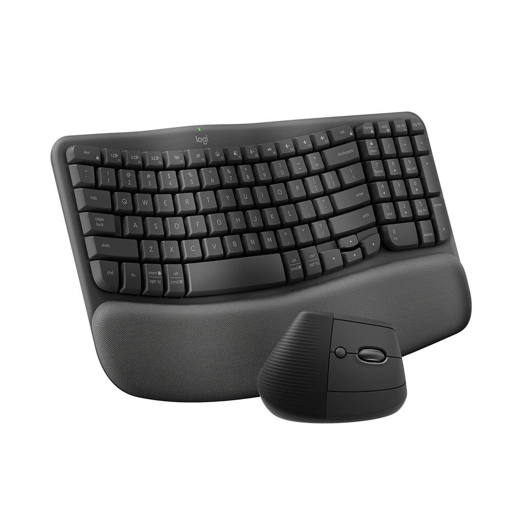 A Photo Of Logitech Wave Keys & Lift Combo - Ergonomic Wireless Keyboard and Vertical Mouse