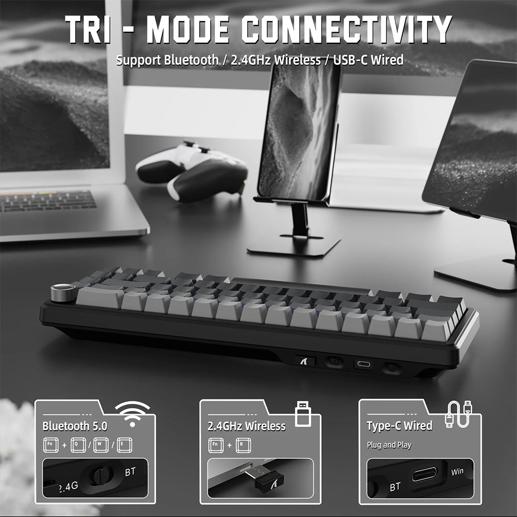 A Photo Of ATTACK SHARK X66 Wireless Mechanical Keyboard 60% RGB -Gradient Black