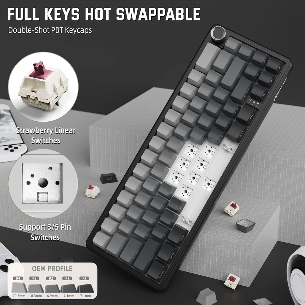 A Photo Of ATTACK SHARK X66 Wireless Mechanical Keyboard 60% RGB -Gradient Black