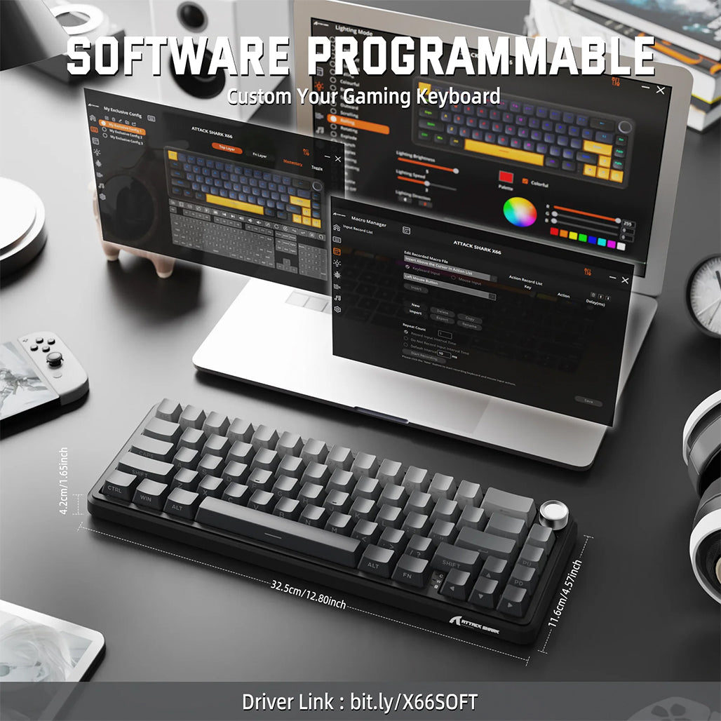 A Photo Of ATTACK SHARK X66 Wireless Mechanical Keyboard 60% RGB -Gradient Black