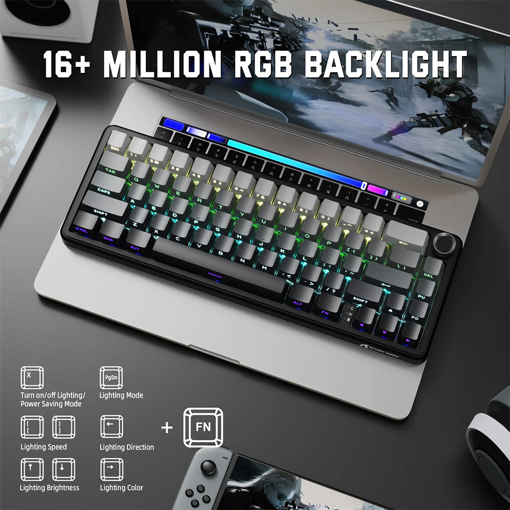 A Photo Of ATTACK SHARK X66 Wireless Mechanical Keyboard 60% RGB -Gradient Black