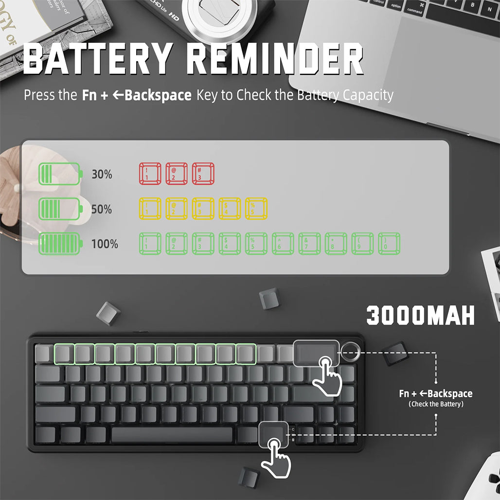 A Photo Of ATTACK SHARK X66 Wireless Mechanical Keyboard 60% RGB -Gradient Black