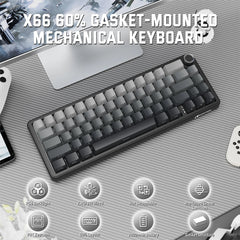 A Photo Of ATTACK SHARK X66 Wireless Mechanical Keyboard 60% RGB -Gradient Black