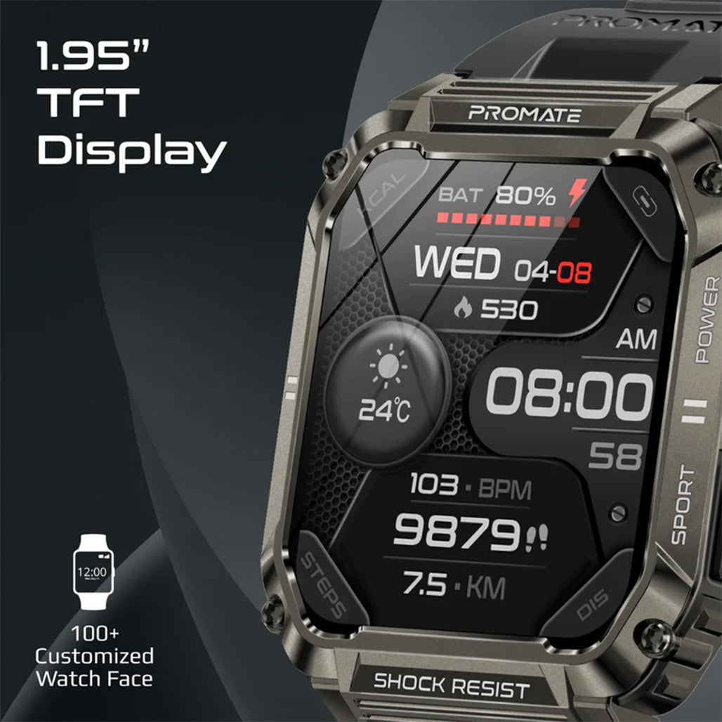 A Photo Of Promate XWatch-S19 Fitness Smartwatch with Bluetooth Calling - Black