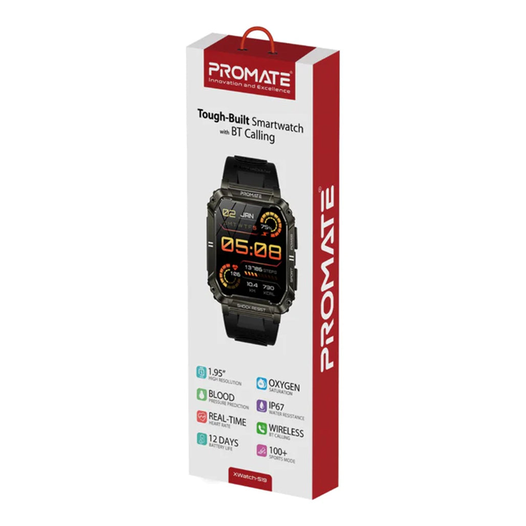 A Photo Of Promate XWatch-S19 Fitness Smartwatch with Bluetooth Calling - Black