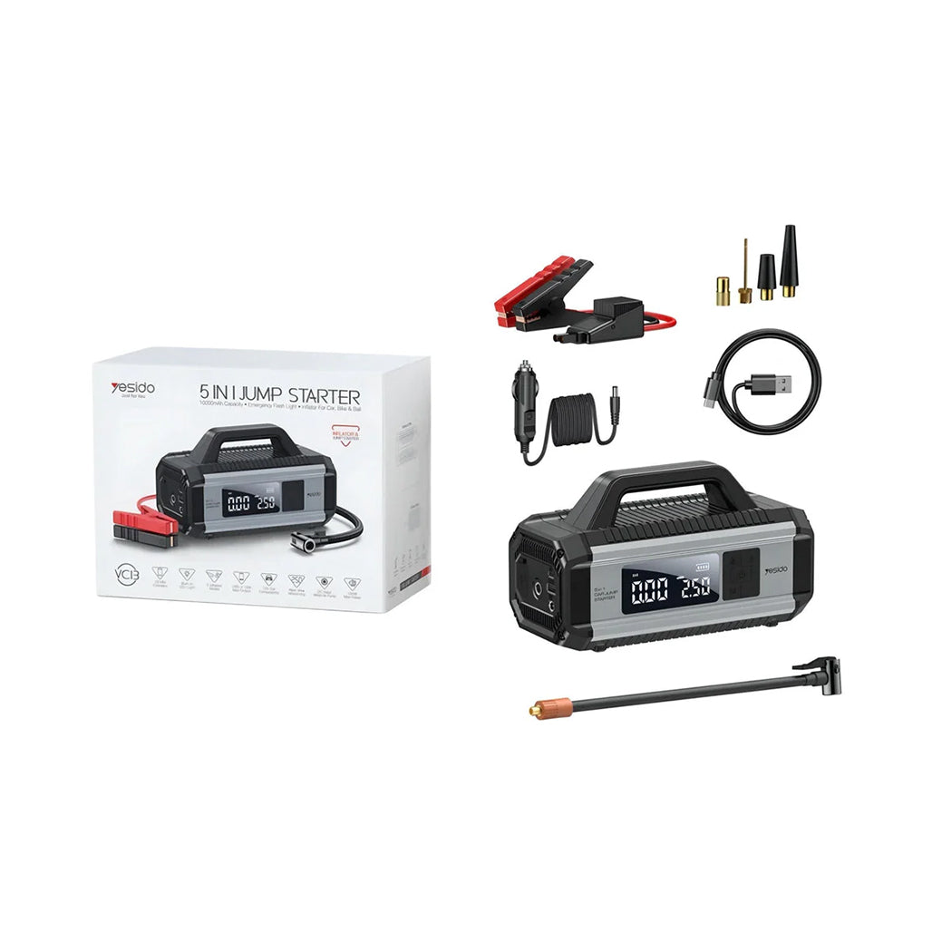 A Photo Of YESIDO 5-in-1 Portable Car Jump Starter 10000mAh