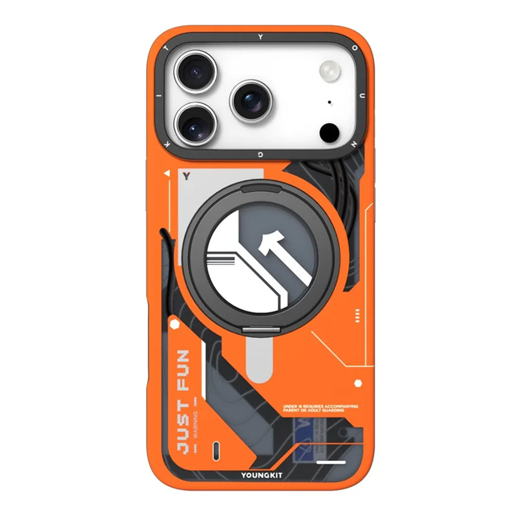 A Photo Of YOUNGKIT Magnetic Case for iPhone 17 Series with 360° Rotating Kickstand