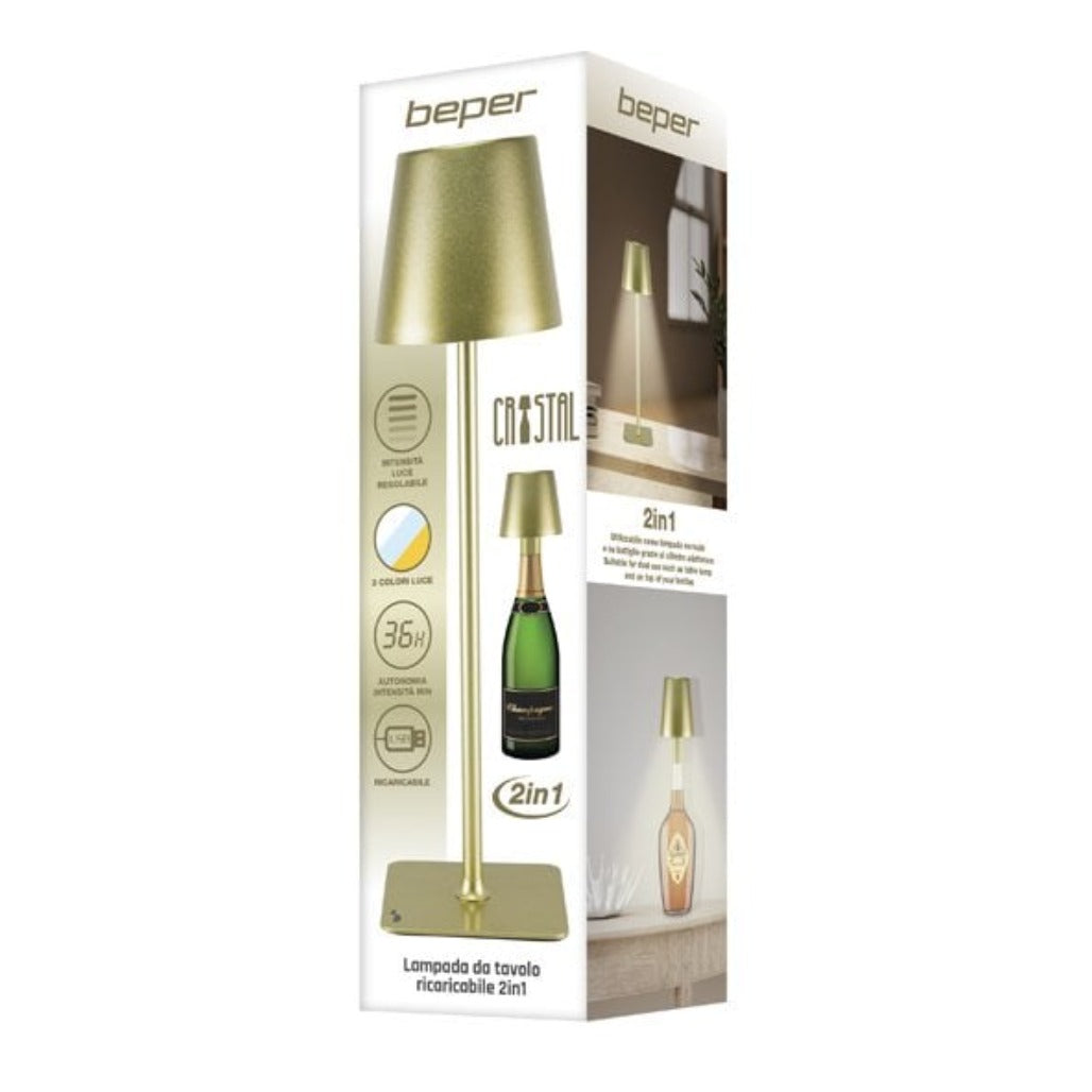 A Photo Of Beper Rechargeable 2IN1 Cristal Table Lamp - P201UTP116